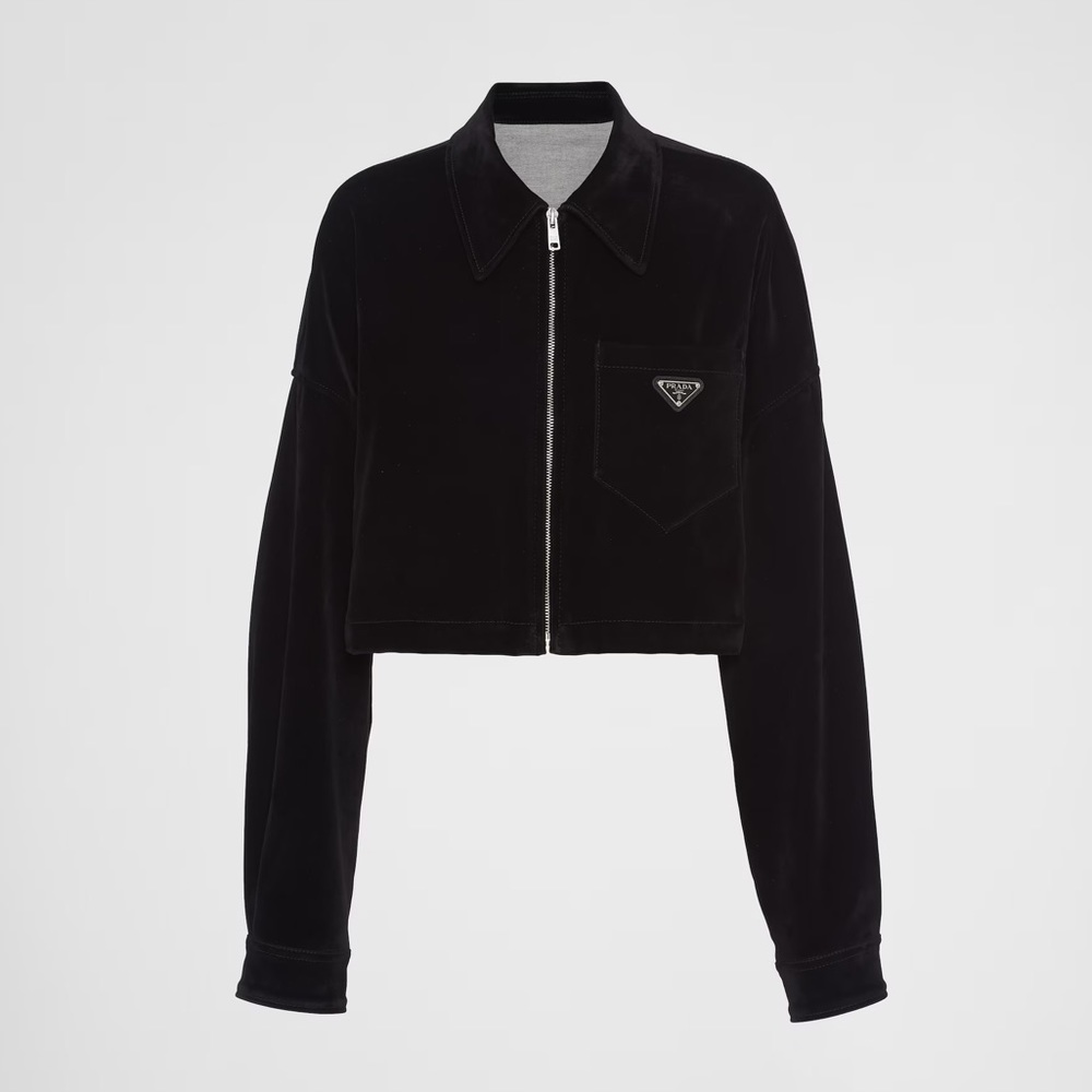 Prada velvet denim blouson jacket